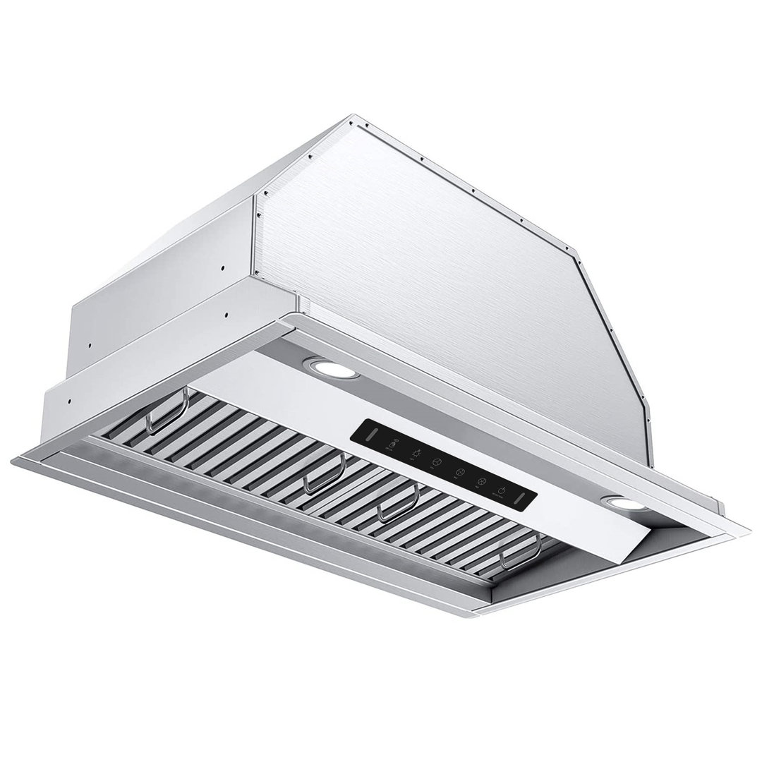 VIKIO 30" 600 CFM Convertible Insert Range Hood in Stainless Steel with Baffle Filter, Charcoal Filter and LED Lights